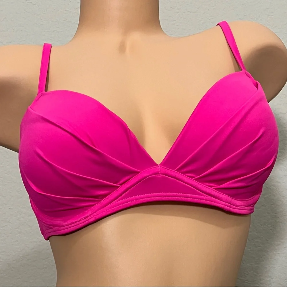 Smart & Sexy Swim Push Up Hot Pink Bikini Top Size 34D - Picture 7 of 7
